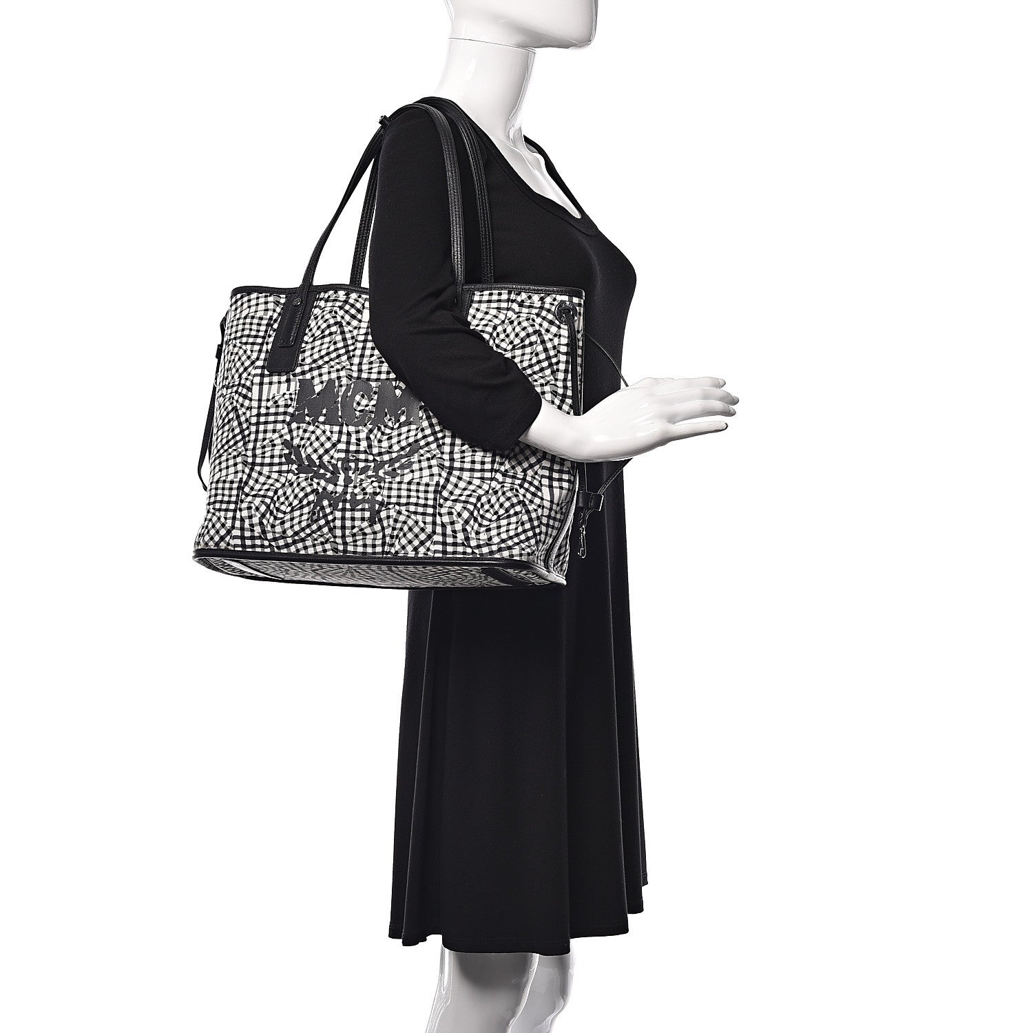 MCM Visetos Medium Liz Reversible Shopper Tote Black 2 of 16