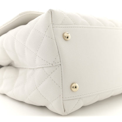 Chanel Caviar Quilted Small Coco Handle Flap White 9 of 12