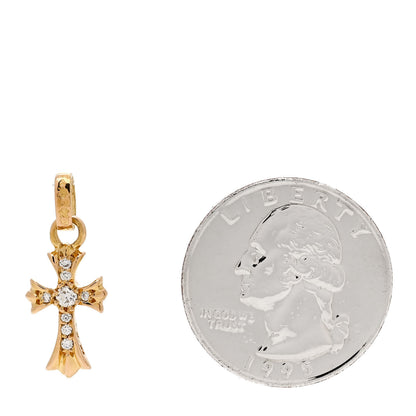 Chrome Hearts 22K Yellow Gold Diamond Baby Fat Cross Pave Pendant 2 of 5