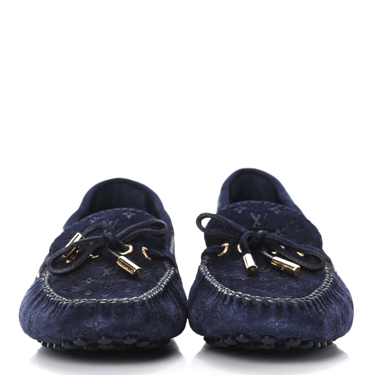 Louis Vuitton Suede Monogram Gloria Loafers 38 Marine 2 of 4