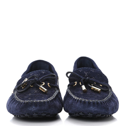 Louis Vuitton Suede Monogram Gloria Loafers 38 Marine 2 of 4