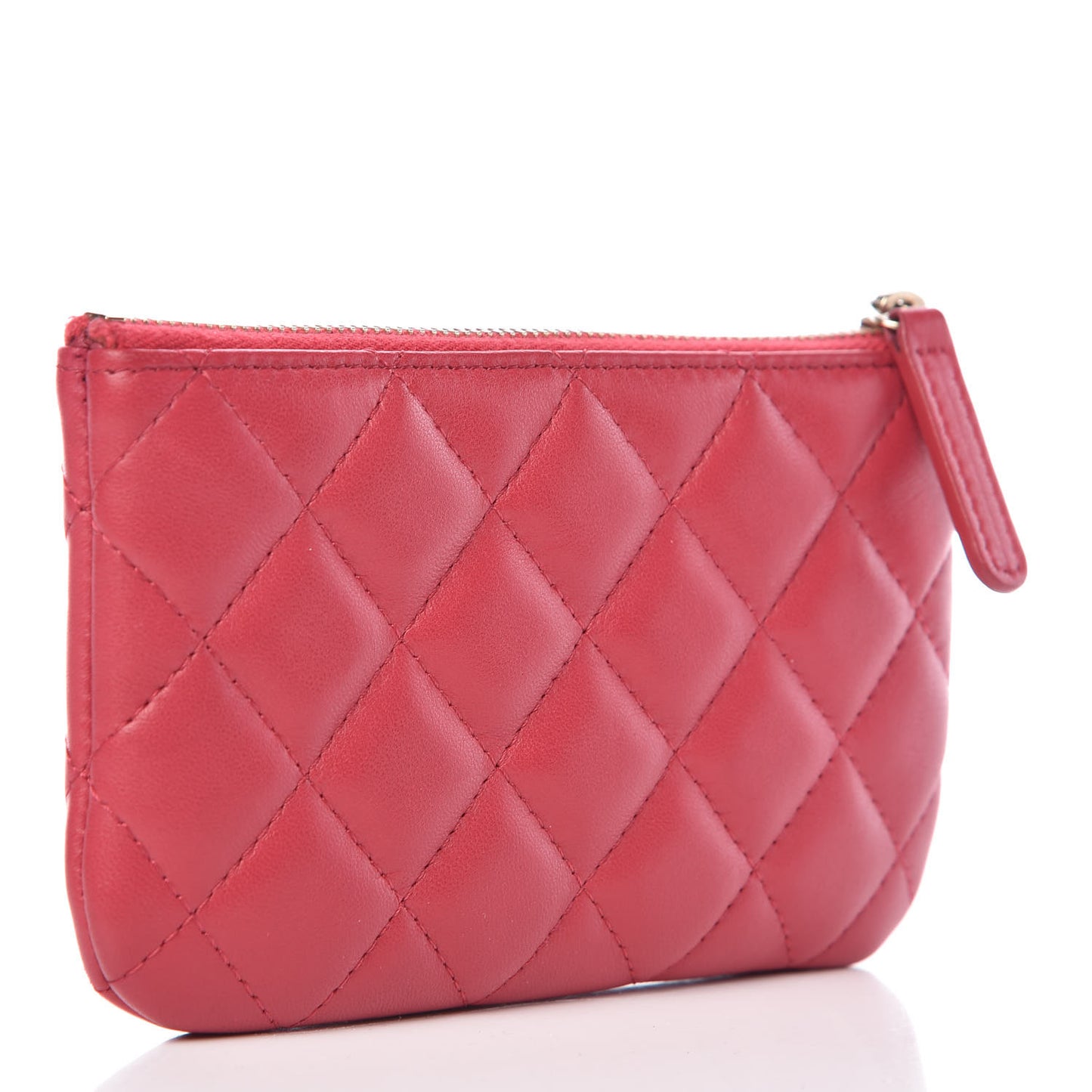 Lambskin Quilted Small Cosmetic Case Dark Pink
