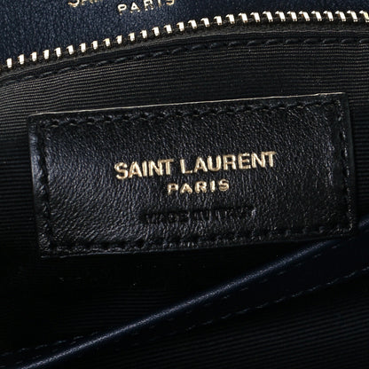 Saint Laurent Suede Y Quilted Monogram Toy Loulou Crossbody Bag Navy 7 of 13