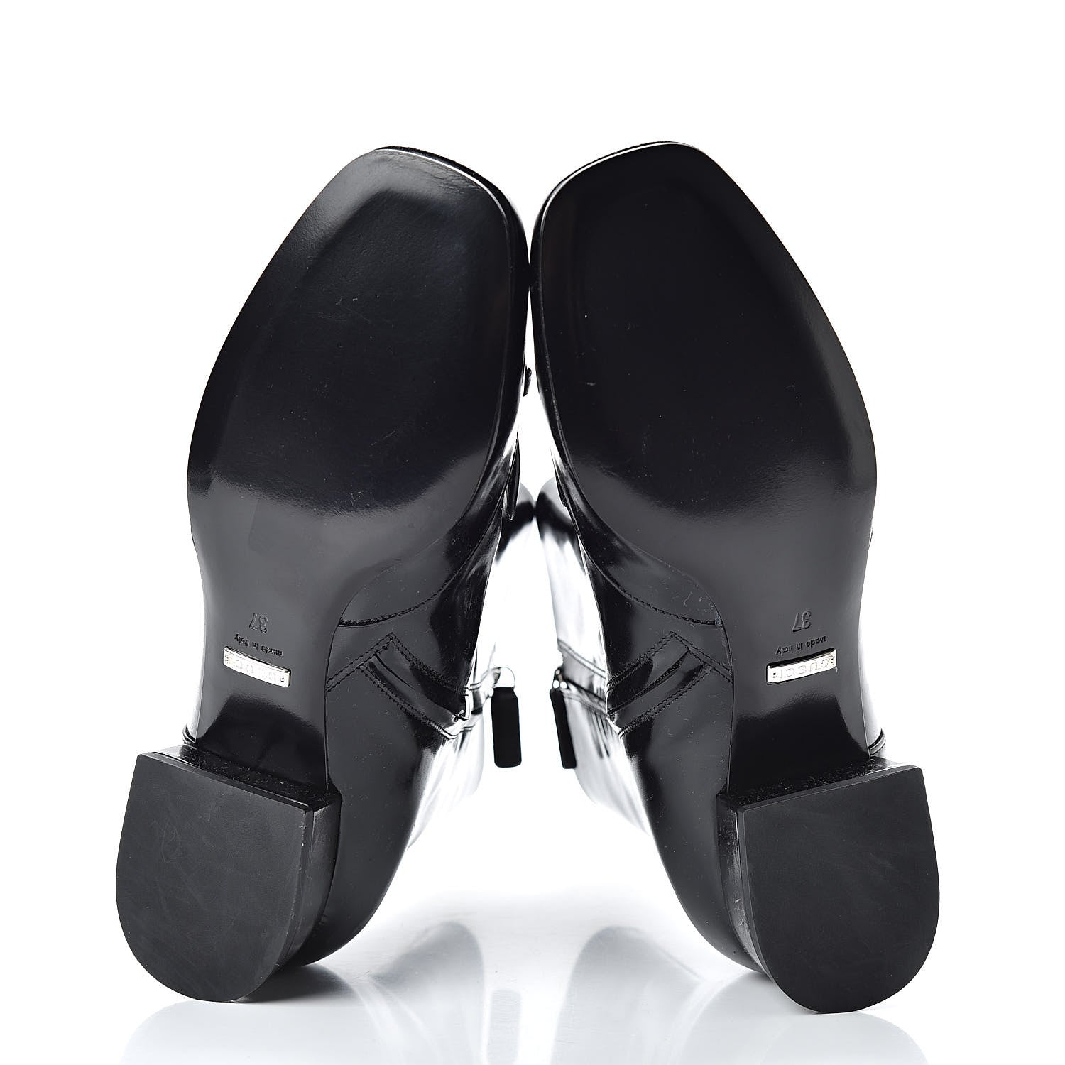 Gucci Patent Calfskin Womens Lilian Horsebit Ankle Boots 37 Black 6 of 11