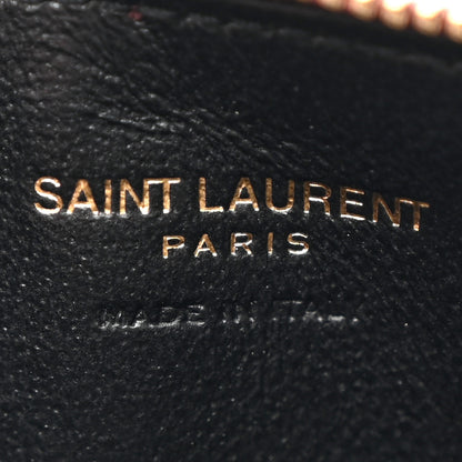 Saint Laurent Grain De Poudre Matelasse Chevron Monogram Fragments Zippered Card Case Rouge Legion 6 of 12