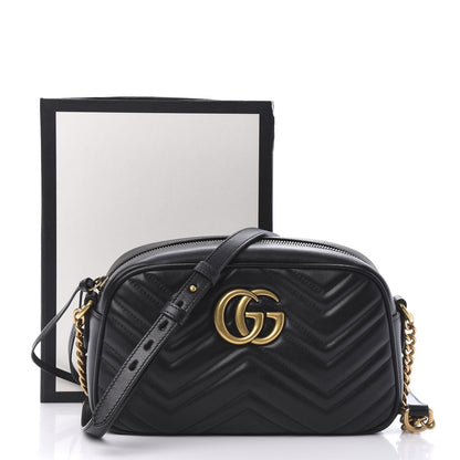 Gucci Calfskin Matelasse Small GG Marmont Chain Shoulder Bag Black 11 of 11