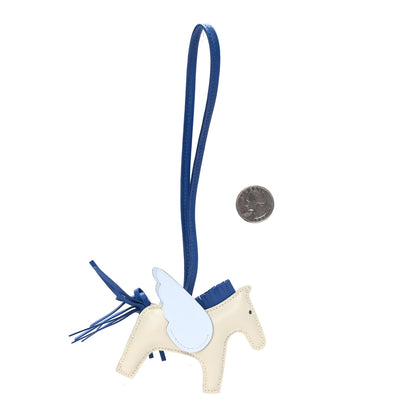 Hermes Milo Lambskin Grigri Rodeo Pegase Horse Bag Charm PM Craie Bleu De France Bleu Brume 2 of 5