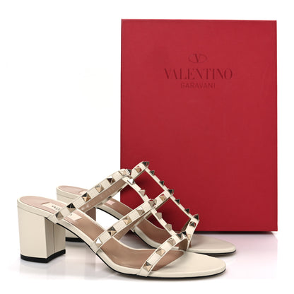 Valentino Garavani Calfskin Rockstud 60mm Caged Slide Sandals 40 Light Ivory 11 of 11