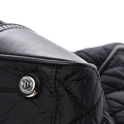 Chanel Nylon Quilted Calfskin Large CC Tote Bag Black 10 of 14