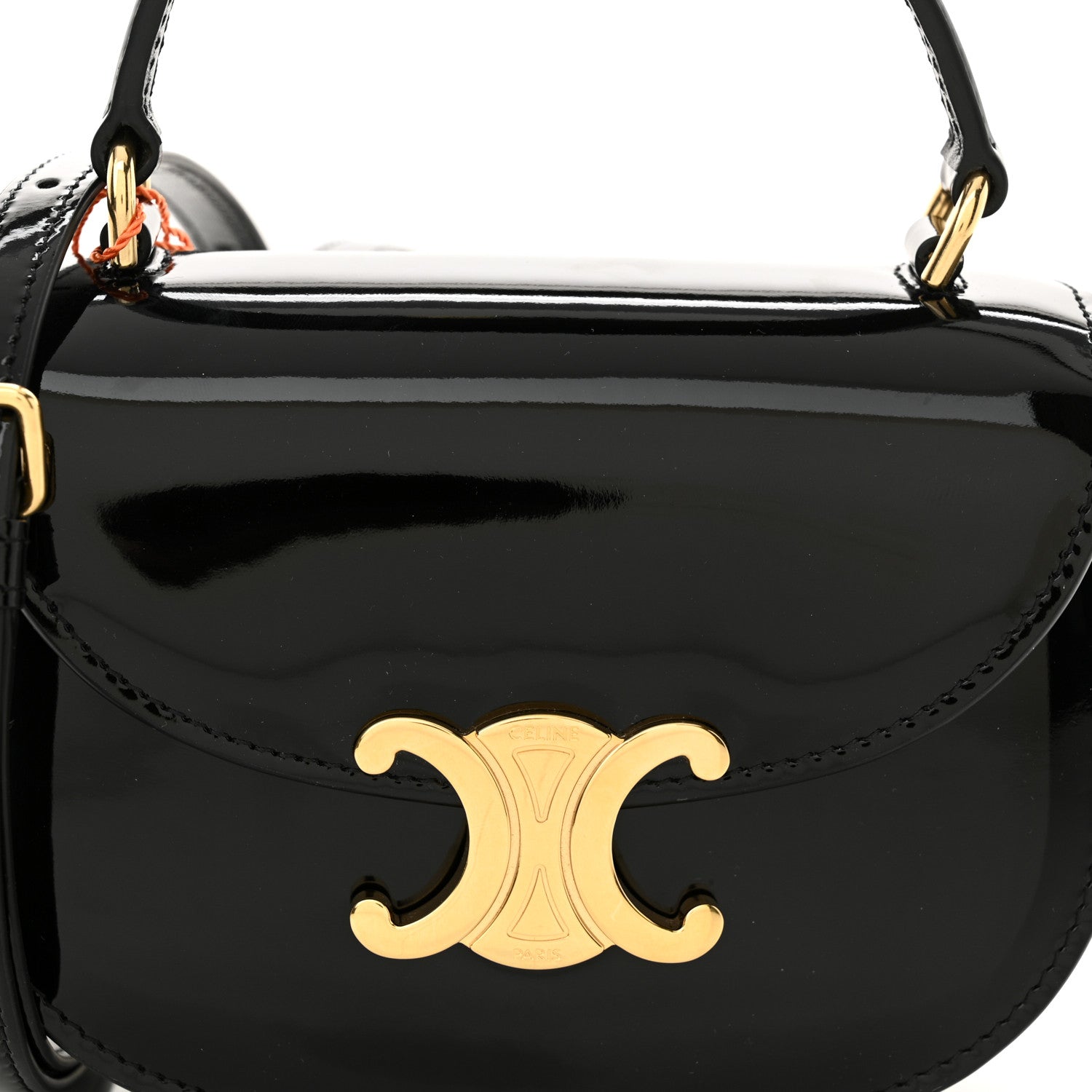 Celine Patent Calfskin Triomphe Mini Besace Clea Black 8 of 11