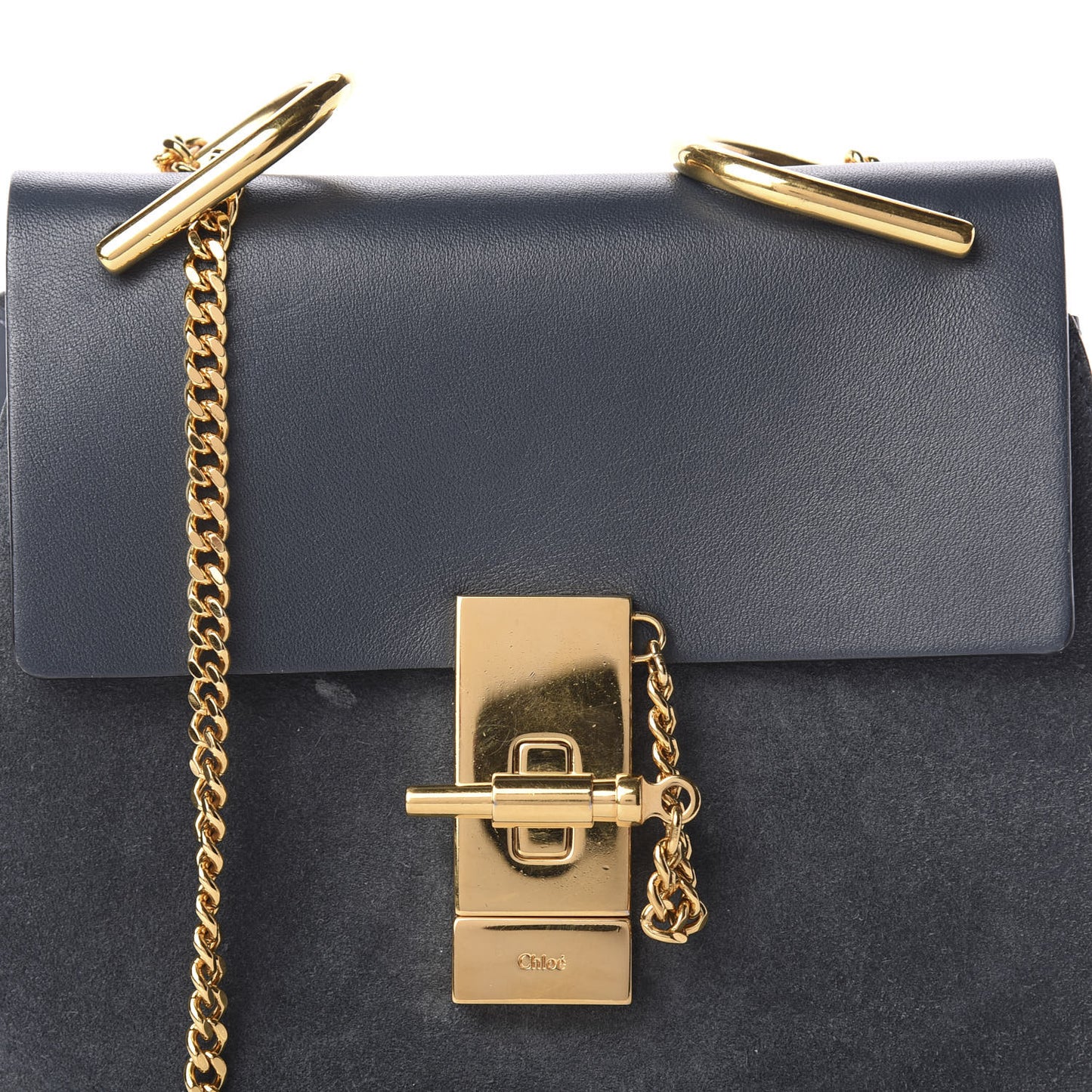 Suede Smooth Calfskin Mini Drew Shoulder Bag Silver Blue