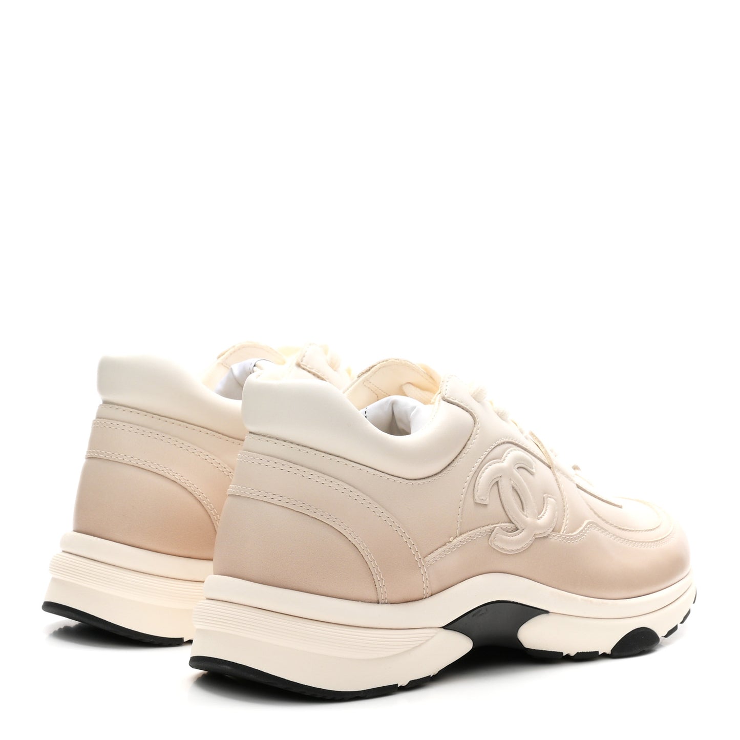 Gradiant Calfskin CC Womens Sneakers 38.5 Beige