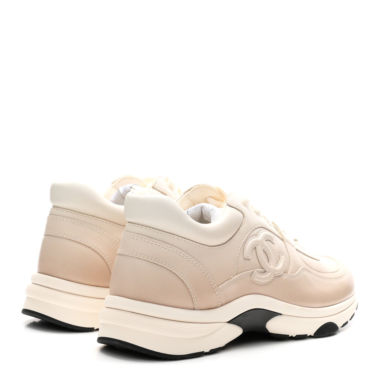 Chanel Gradiant Calfskin CC Womens Sneakers 38.5 Beige 5 of 10