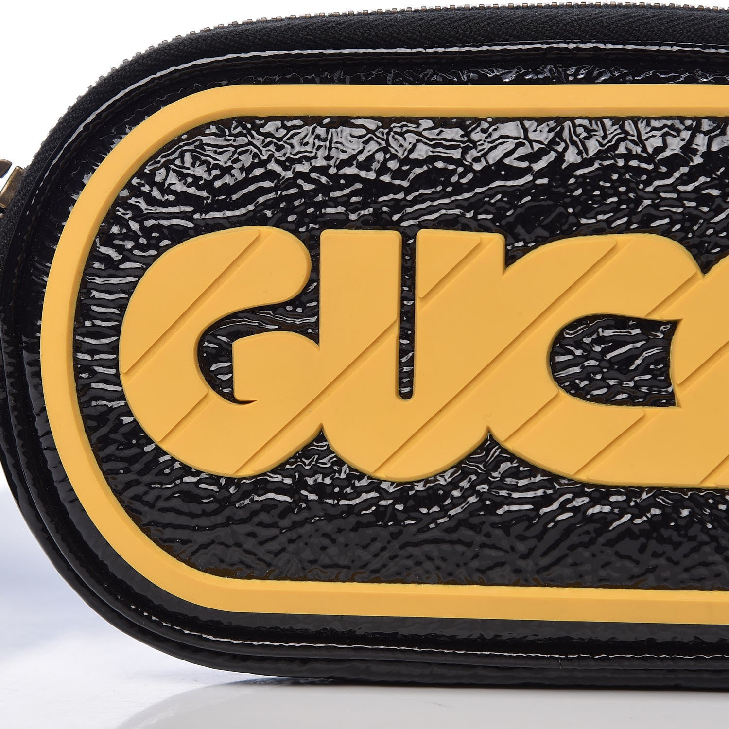 Gucci Patent Rubber Game Patch Logo Belt Bag 95 38 Black 10 of 11