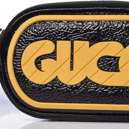 Gucci Patent Rubber Game Patch Logo Belt Bag 95 38 Black 10 of 11