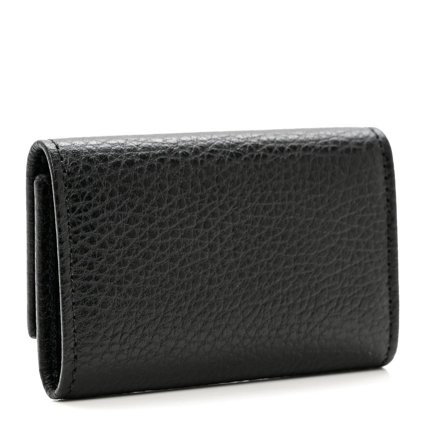 Pebbled Calfskin GG Marmont 6 Key Holder Black