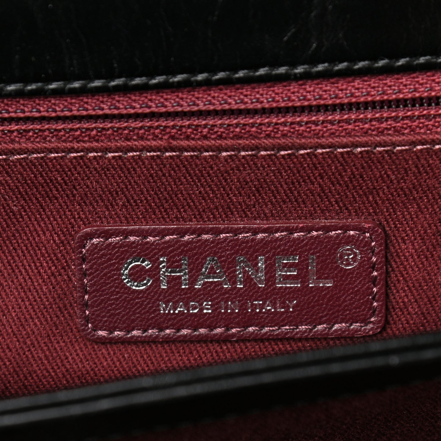 Glazed Calfskin Quilted Large Perfect Edge Flap Black