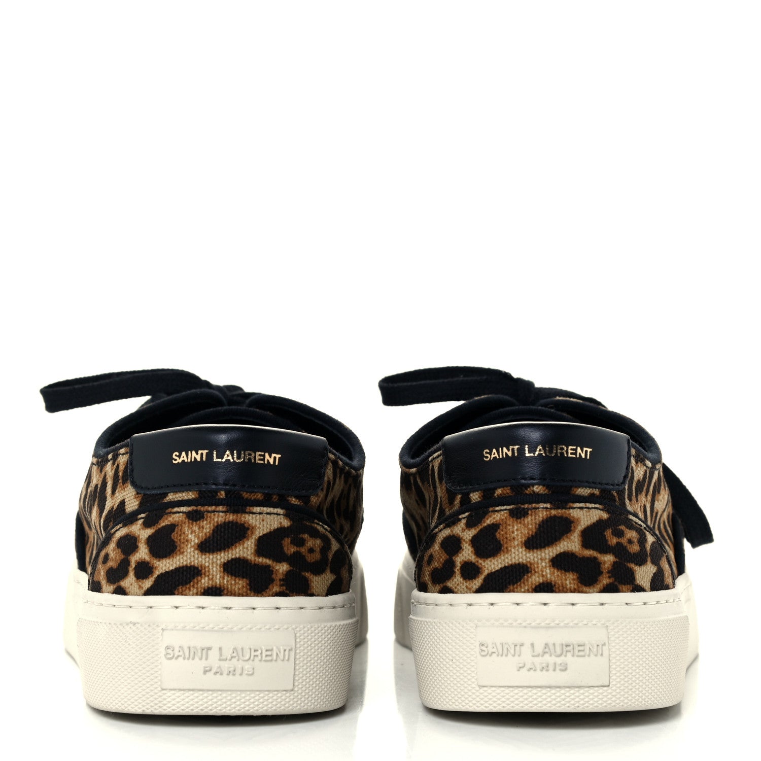 Saint Laurent Canvas Leopard Print Venice Low Top Sneakers 39.5 Black 6 of 10