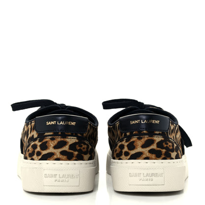 Saint Laurent Canvas Leopard Print Venice Low Top Sneakers 39.5 Black 6 of 10