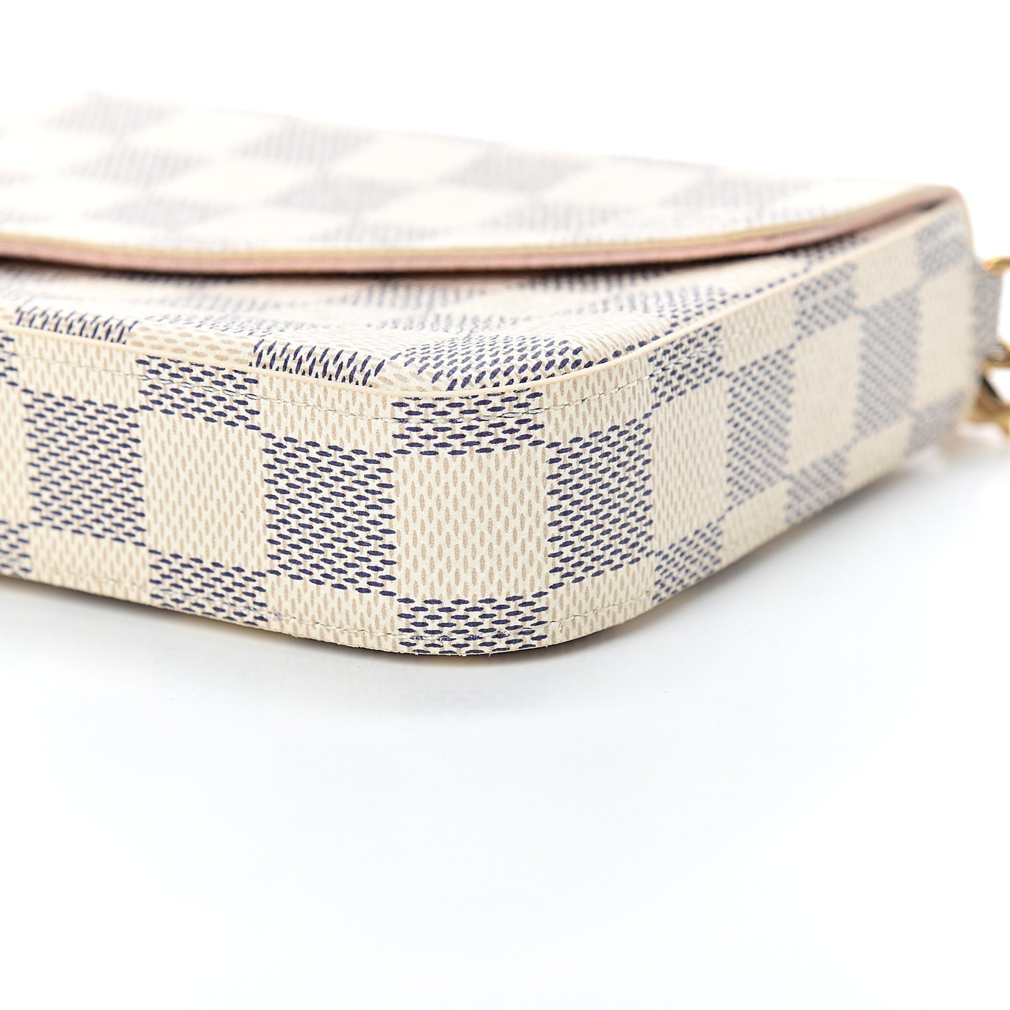 Damier Azur Pochette Felicie Chain Wallet Rose Ballerine
