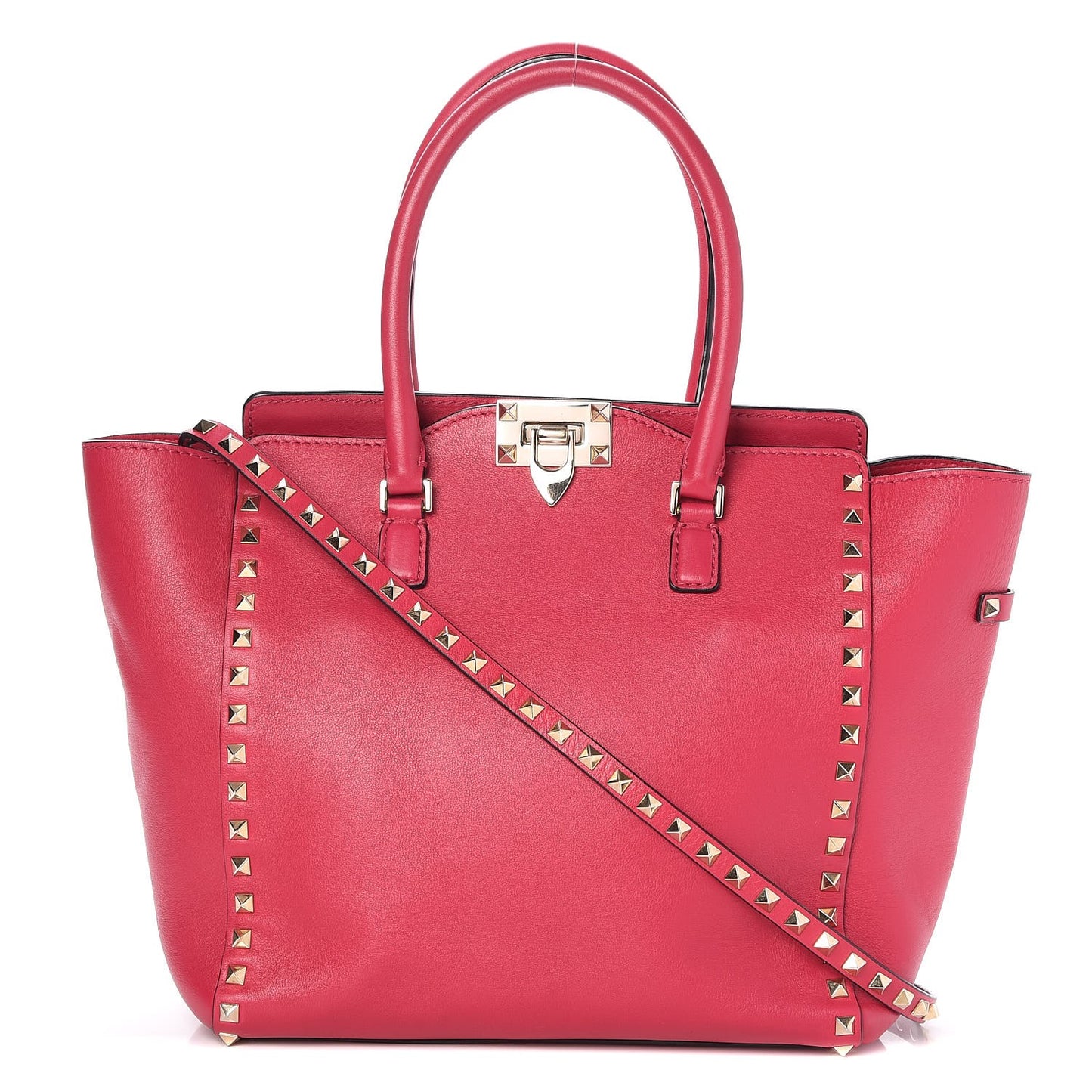 Vitello Rockstud Double Handle Tote Cyclamin