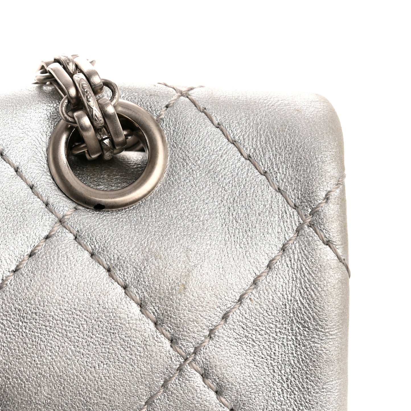 Metallic Lambskin Quilted 2.55 Reissue 227 Flap Silver