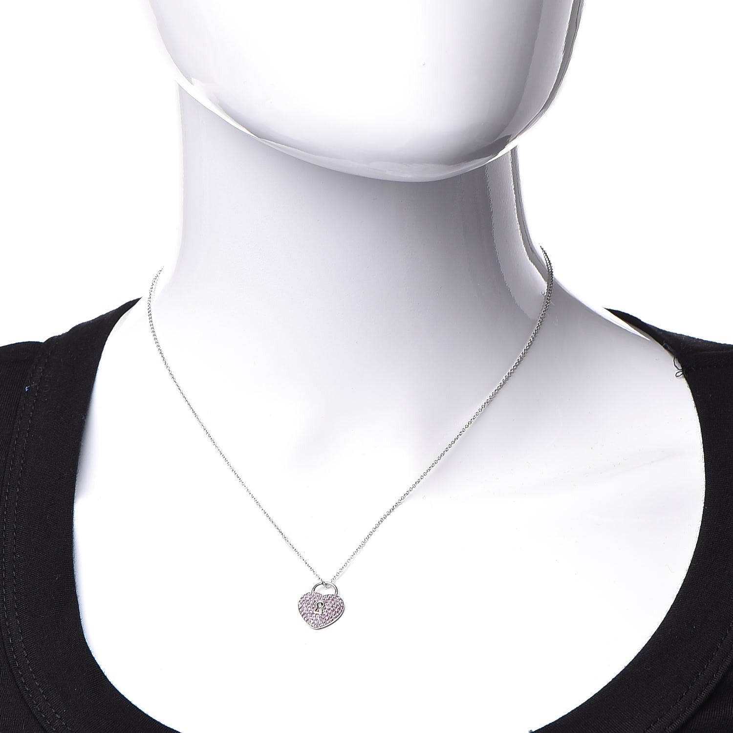 Tiffany Platinum Pink Sapphire Heart Pendant Necklace 2 of 6