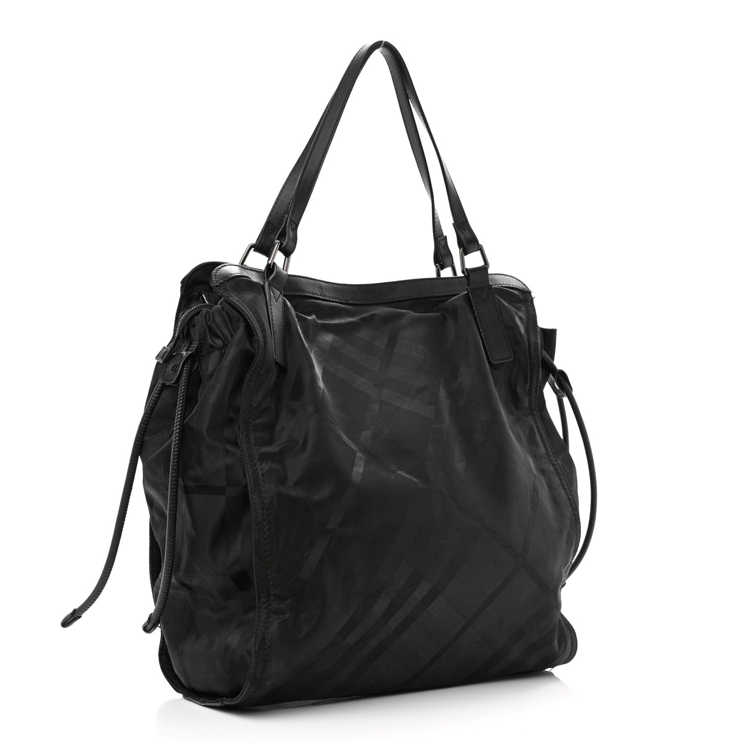 Nylon Tonal Check Buckleigh Packable Tote Black