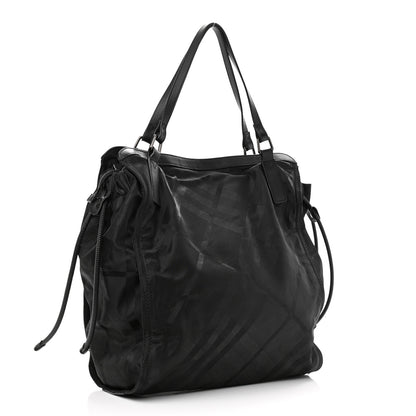 Burberry Nylon Tonal Check Buckleigh Packable Tote Black 3 of 13