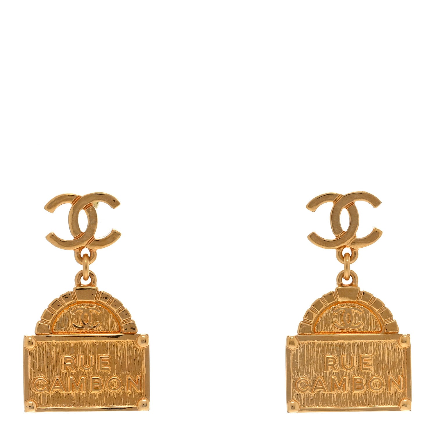 Chanel Metal CC Rue Cambon Drop Earrings Gold 1 of 4