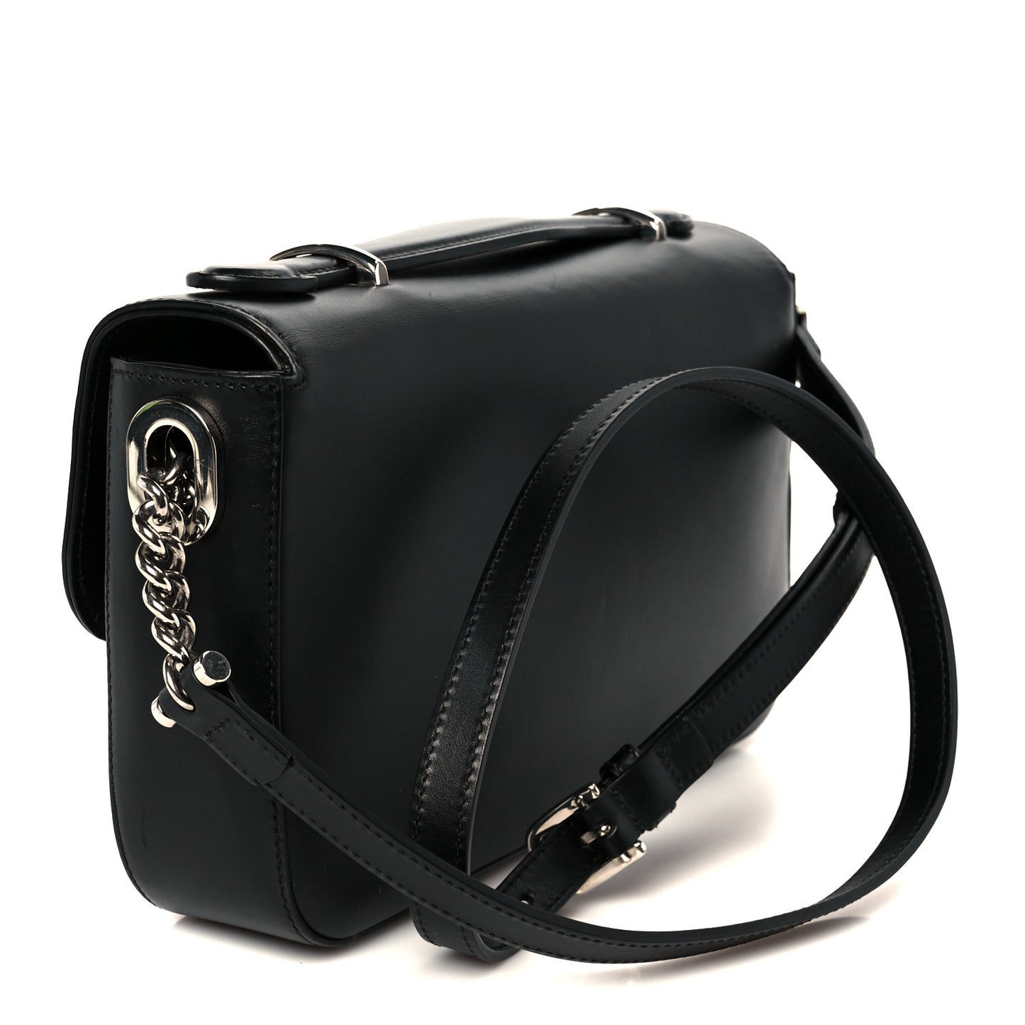 Senna Calfskin Petite GG Top Handle Shoulder Bag Black