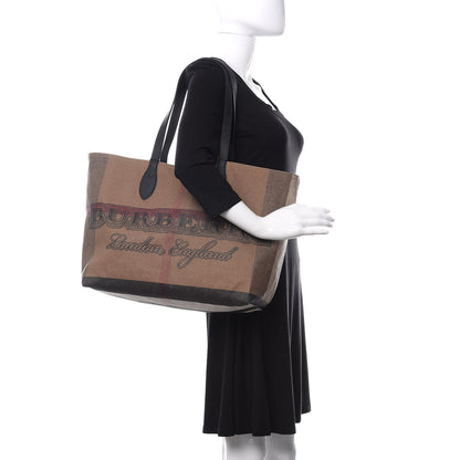 Burberry Coated Canvas Mega Check Medium Doodle Tote Black 2 of 9