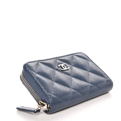 Chanel Caviar Quilted Zip Coin Purse Blue 4 of 8