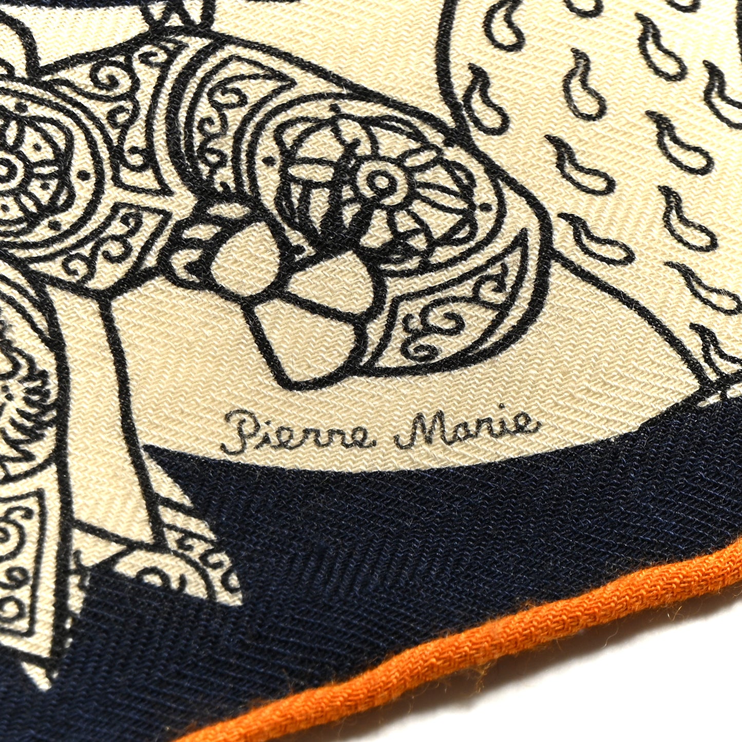 Cashmere Silk Bal de Soie Triangle Scarf Marine Naturel Roux