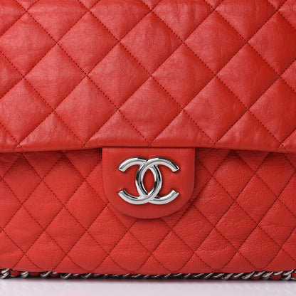 Chanel Washed Lambskin Quilted Maxi Chain Around Flap Red 10 of 12