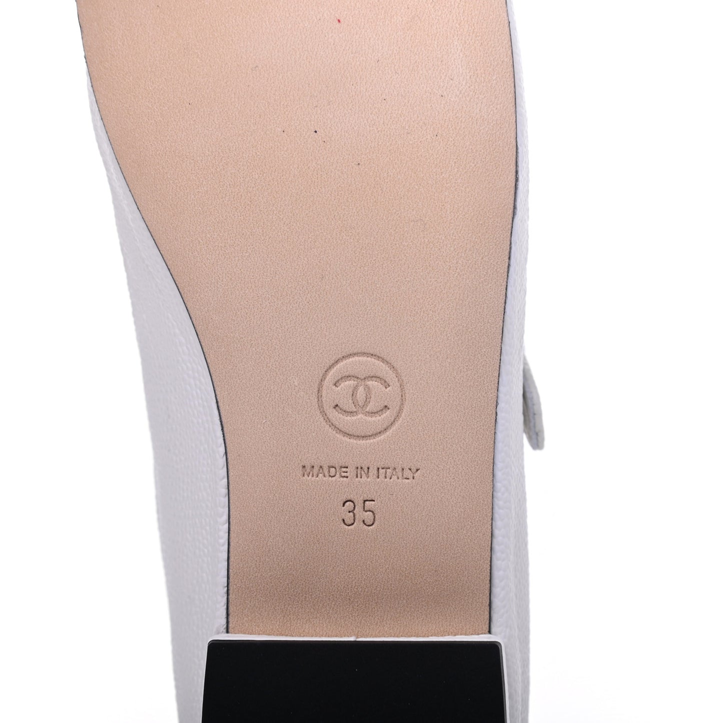 Calfskin Mary Jane Flats 35 White Black