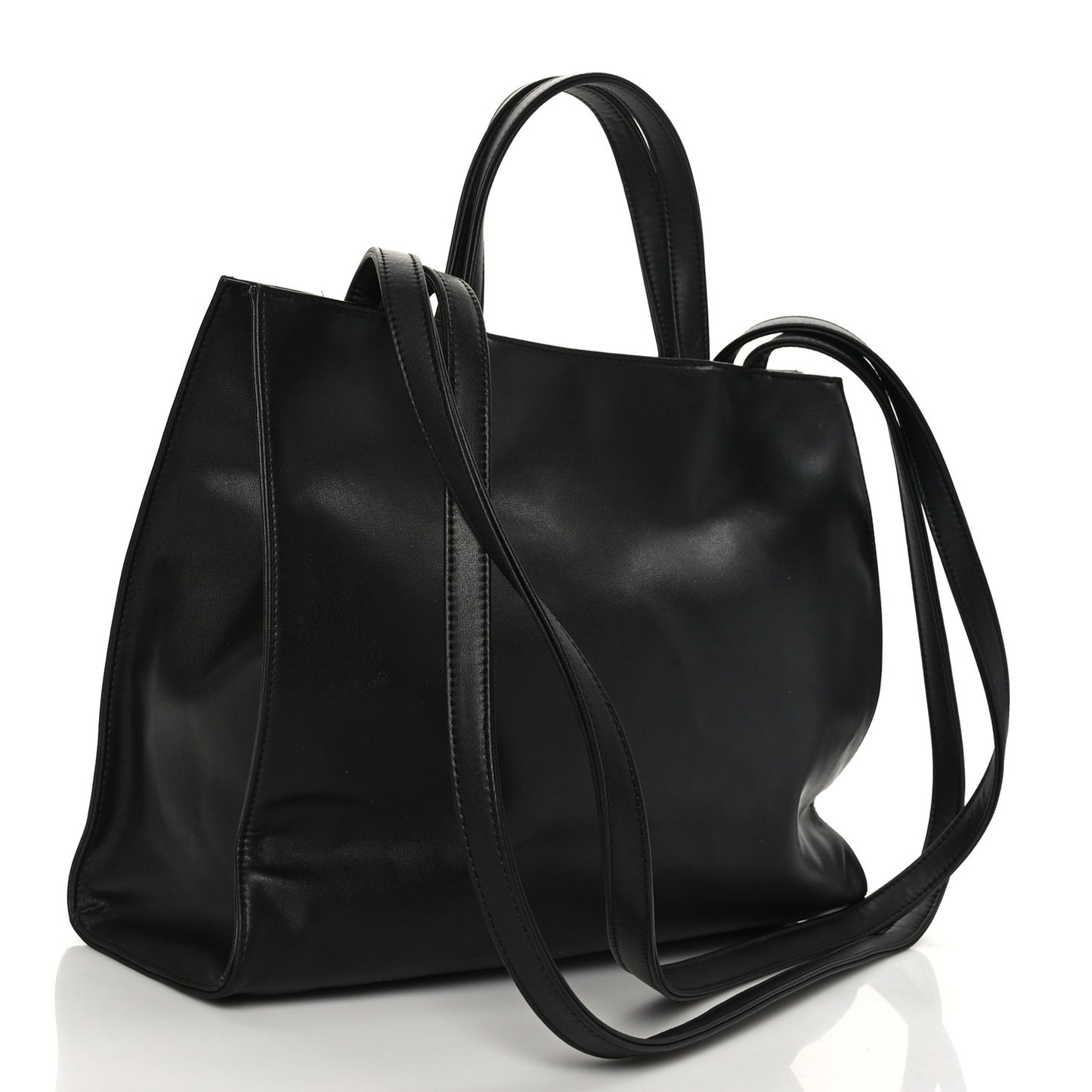 Vegan Leather Medium Shopping Bag Black