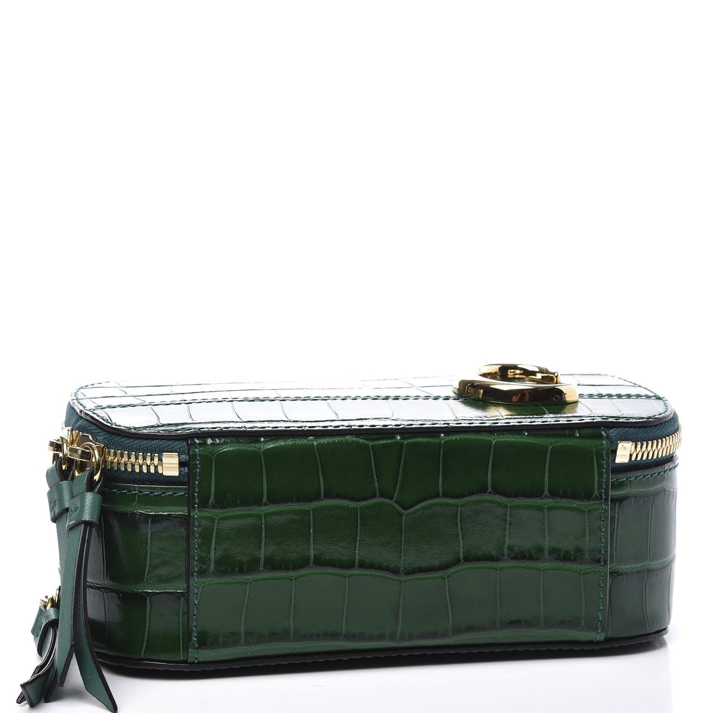 Calfskin Crocodile Embossed Mini C Vanity Bag Woodsy Green