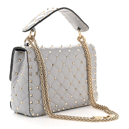Valentino Garavani Lambskin Medium Rockstud Spike Shoulder Bag Pastel Grey 3 of 9