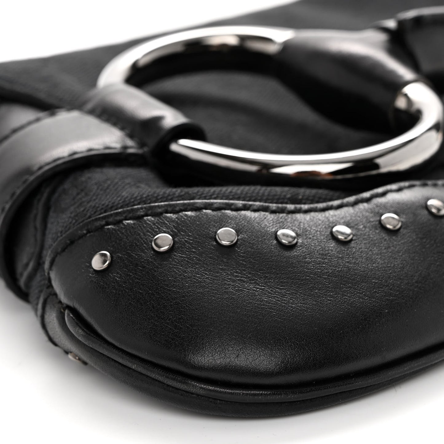 Monogram Studded Horsebit Clutch Black