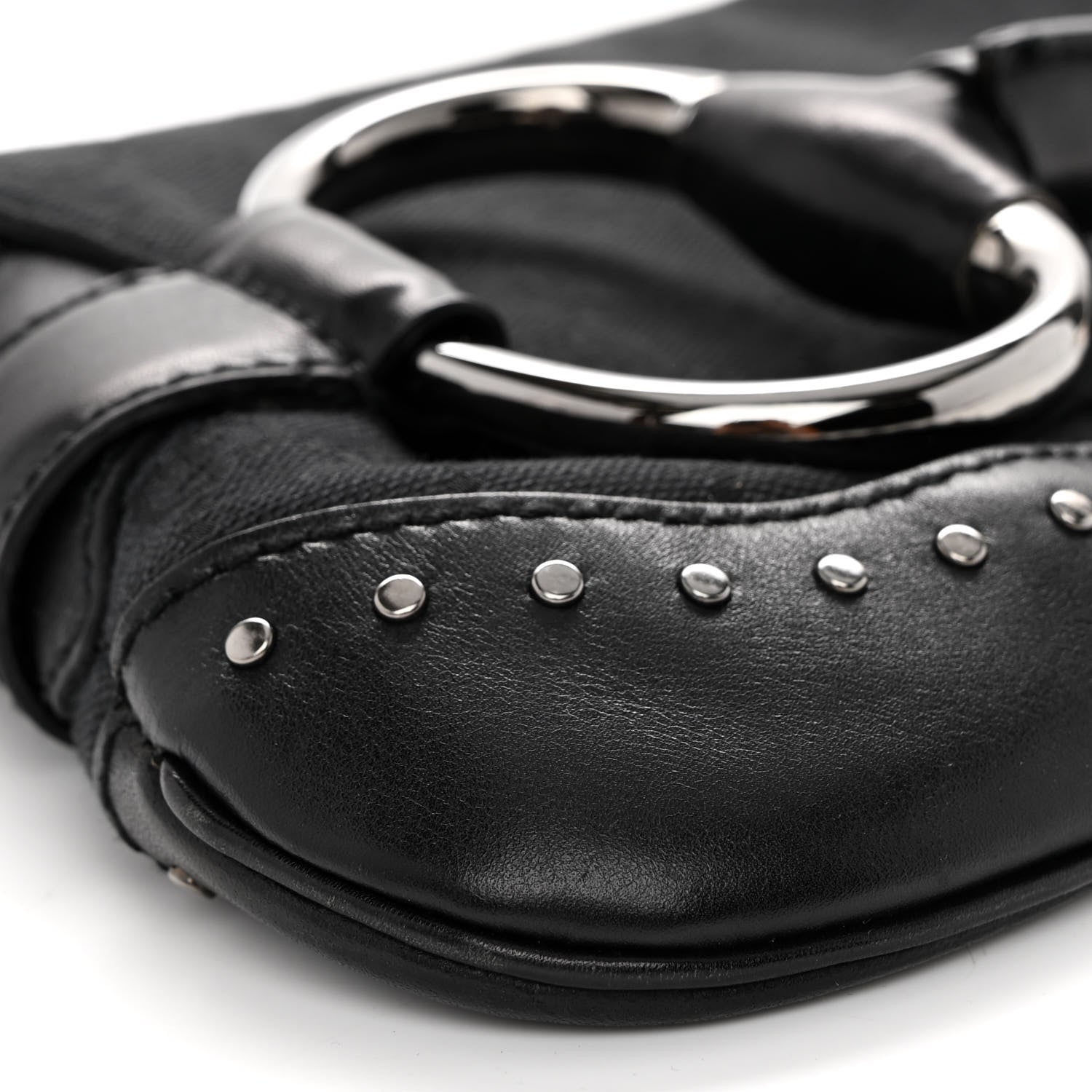 Gucci Monogram Studded Horsebit Clutch Black 8 of 11