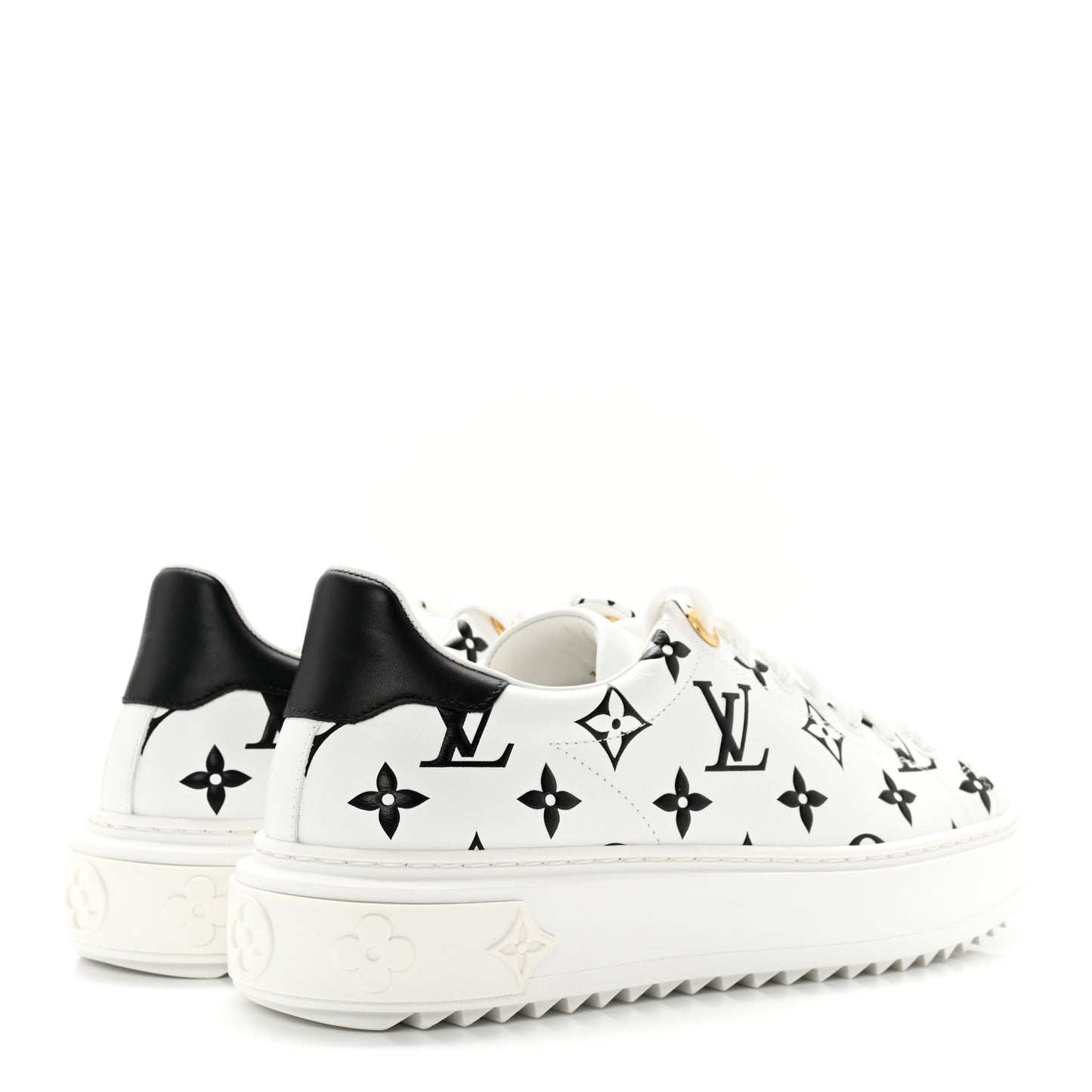 Calfskin Monogram Debossed Time Out Sneakers 37 Black