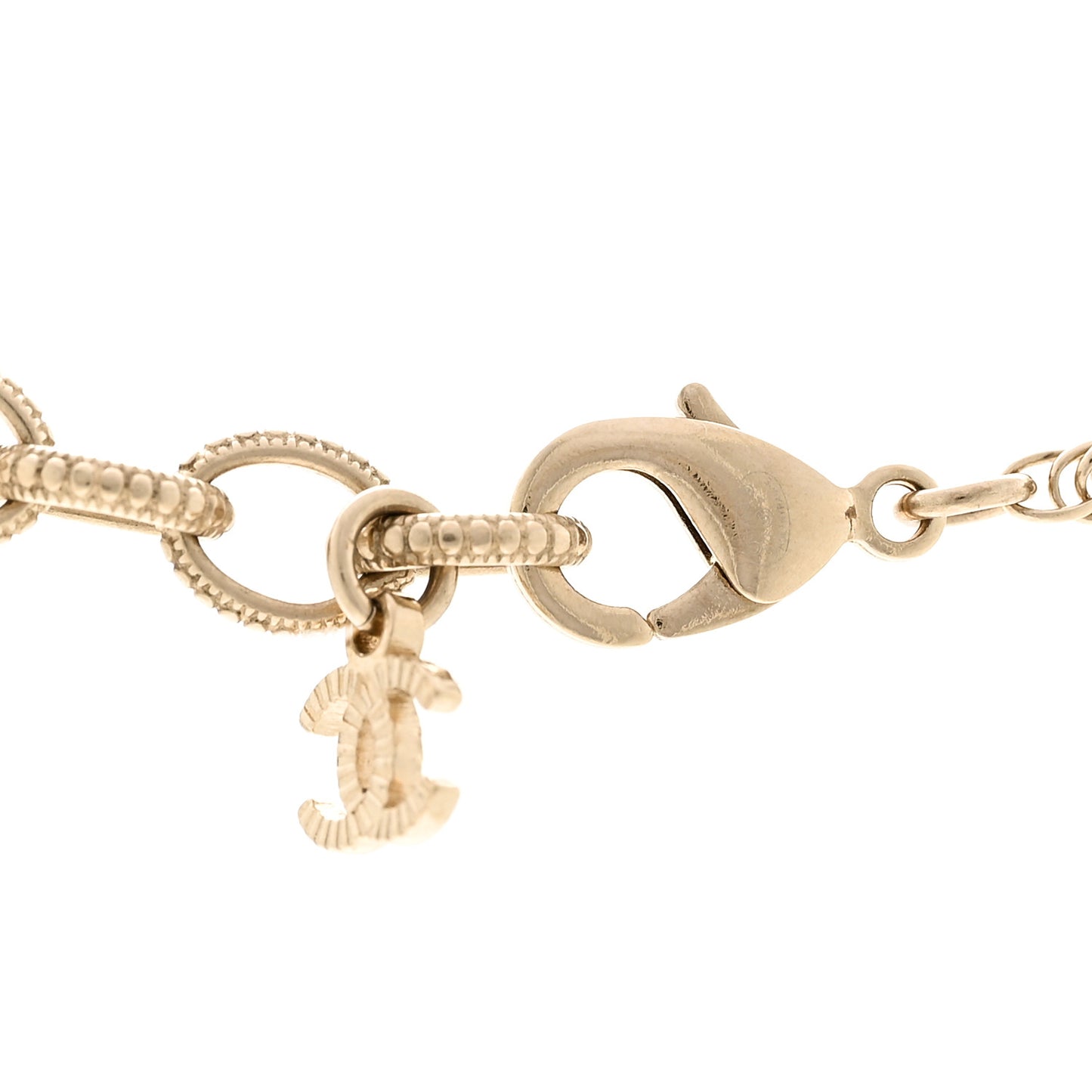 Pearl CC Round Pendant Necklace Gold