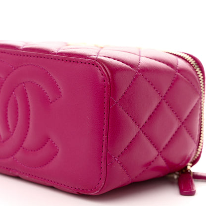 Chanel Lambskin Quilted Small Charming Top Handle Vanity Case With Chain Dark Pink 10 of 11