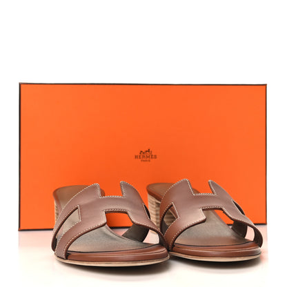 Hermes Calfskin Oasis Sandals 37 Gold 9 of 9