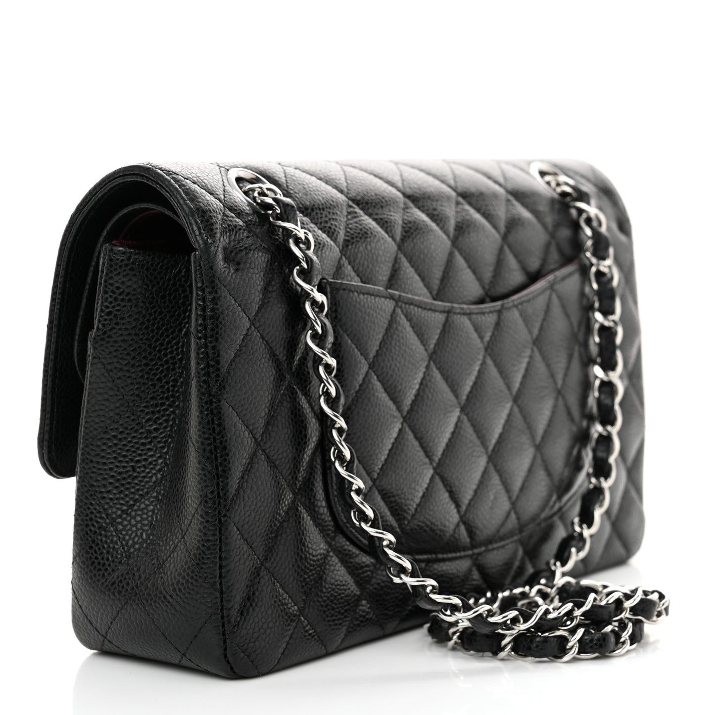 Caviar Quilted Medium Double Flap Black