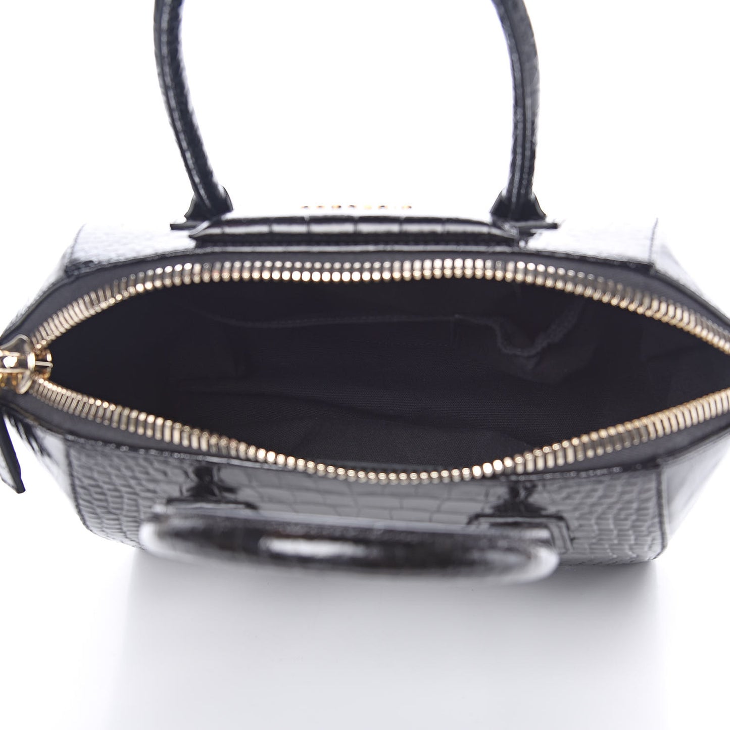 Calfskin Crocodile Embossed Small Antigona Black
