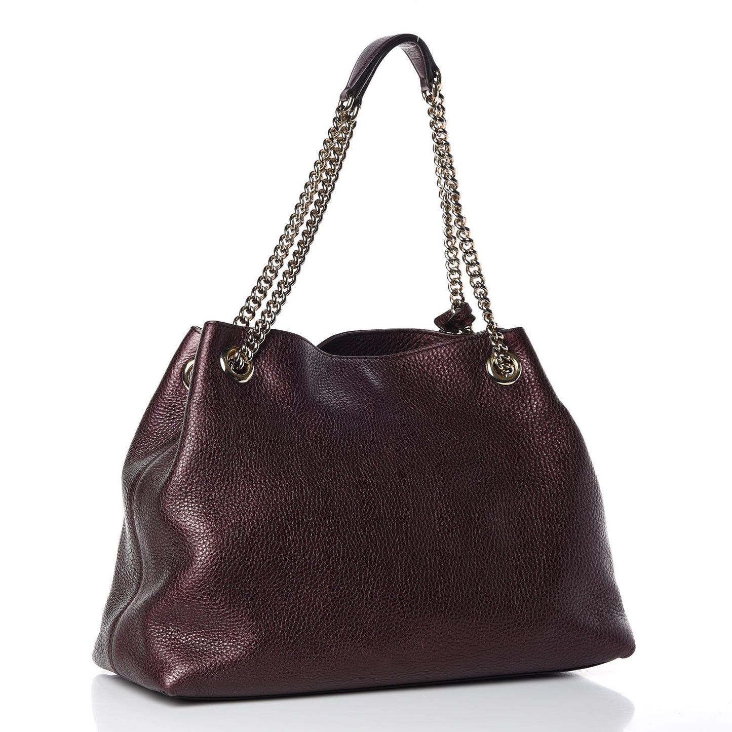 Metallic Cellarius Calfskin Medium Soho Chain Shoulder Bag Classic Burgundy