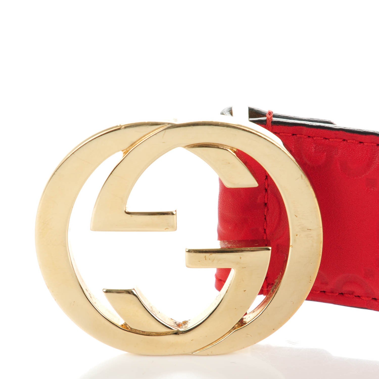 Gucci Guccissima Signature Interlocking G 37mm Belt 80 32 Rosso 5 of 8