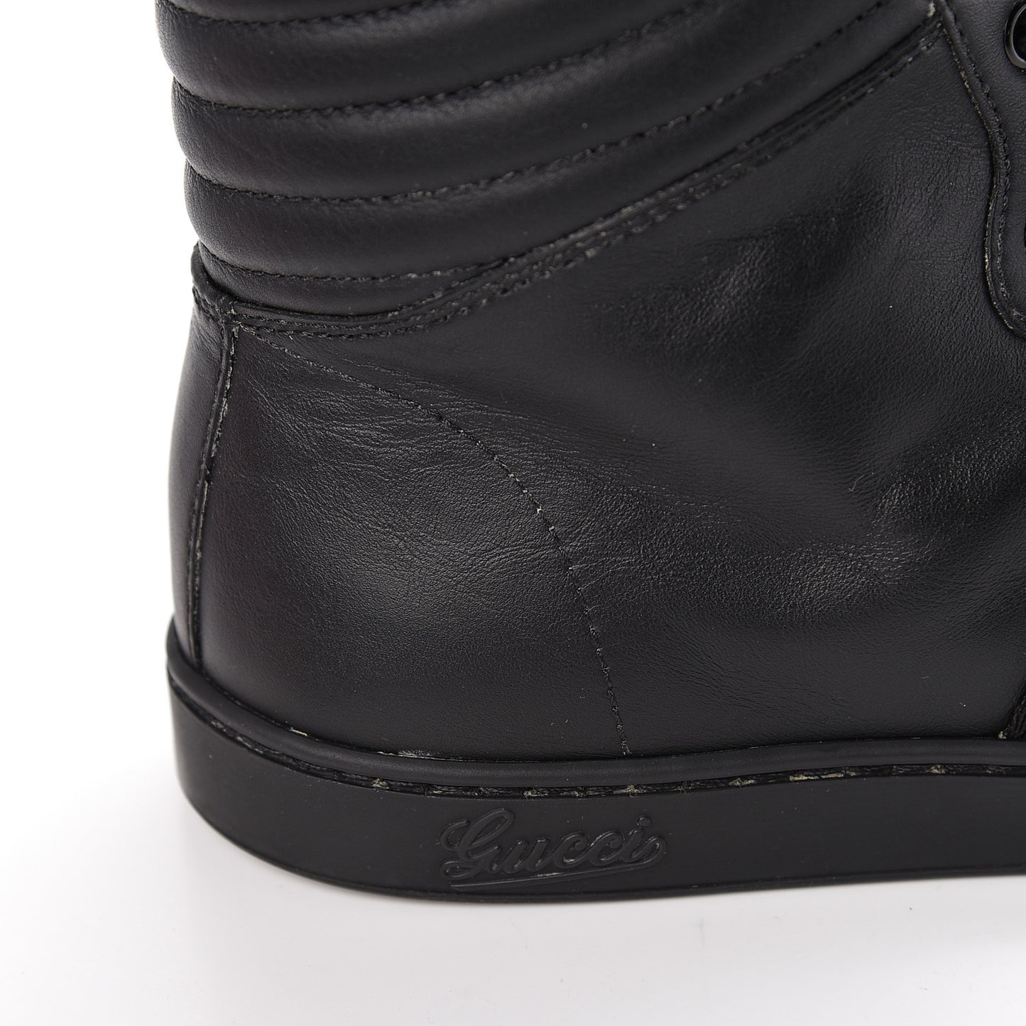 Calfskin GG Viaggio High-Top Sneakers 10.5 Black Green Fluo